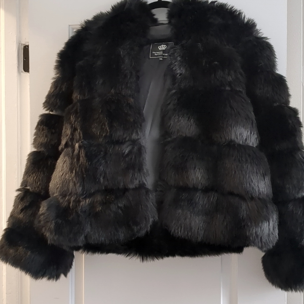 Faux fur hooded winter coat